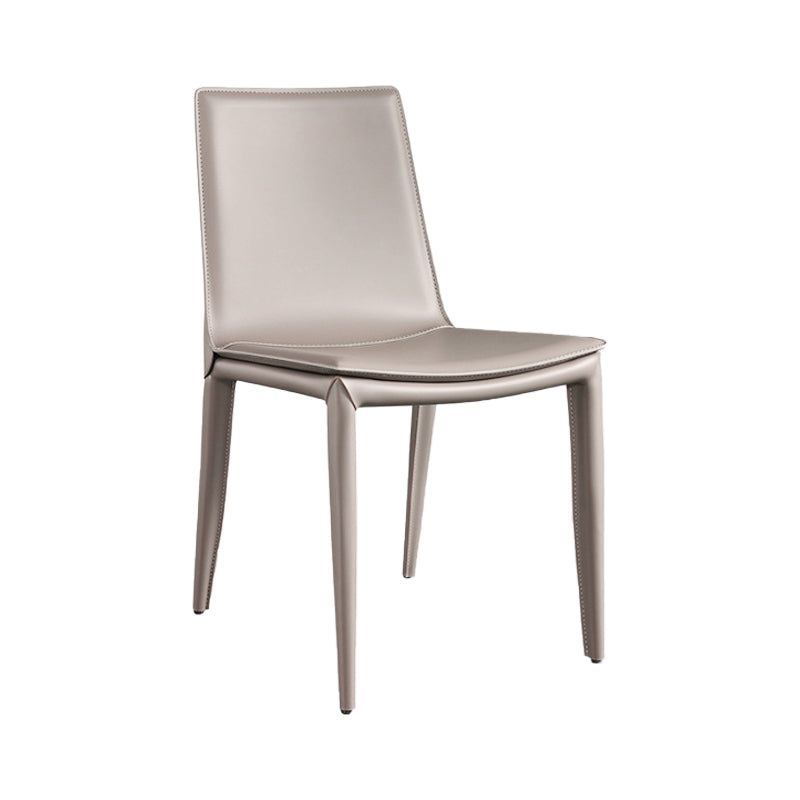 Contemporary Leather Curved Side Chair Matte Finish Parsons Chair Light Khaki 1 Piece Clearhalo ' kitchen&dining_furn' 'Dining Chairs' 'Dining Tables & Seating' 'dining_chair' 'furn' 'furn_dining_chair' 'Furniture' 'furniture_dining_chair' 'Kitchen & Dining Furniture' 'kitchen' 4414315