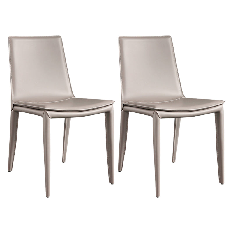 Contemporary Leather Curved Side Chair Matte Finish Parsons Chair Light Khaki 2 Piece Set Clearhalo ' kitchen&dining_furn' 'Dining Chairs' 'Dining Tables & Seating' 'dining_chair' 'furn' 'furn_dining_chair' 'Furniture' 'furniture_dining_chair' 'Kitchen & Dining Furniture' 'kitchen' 4414317