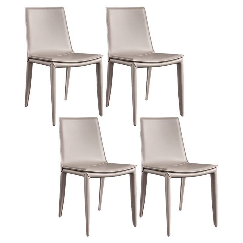 Contemporary Leather Curved Side Chair Matte Finish Parsons Chair Light Khaki 4 Piece Set Clearhalo ' kitchen&dining_furn' 'Dining Chairs' 'Dining Tables & Seating' 'dining_chair' 'furn' 'furn_dining_chair' 'Furniture' 'furniture_dining_chair' 'Kitchen & Dining Furniture' 'kitchen' 4414318