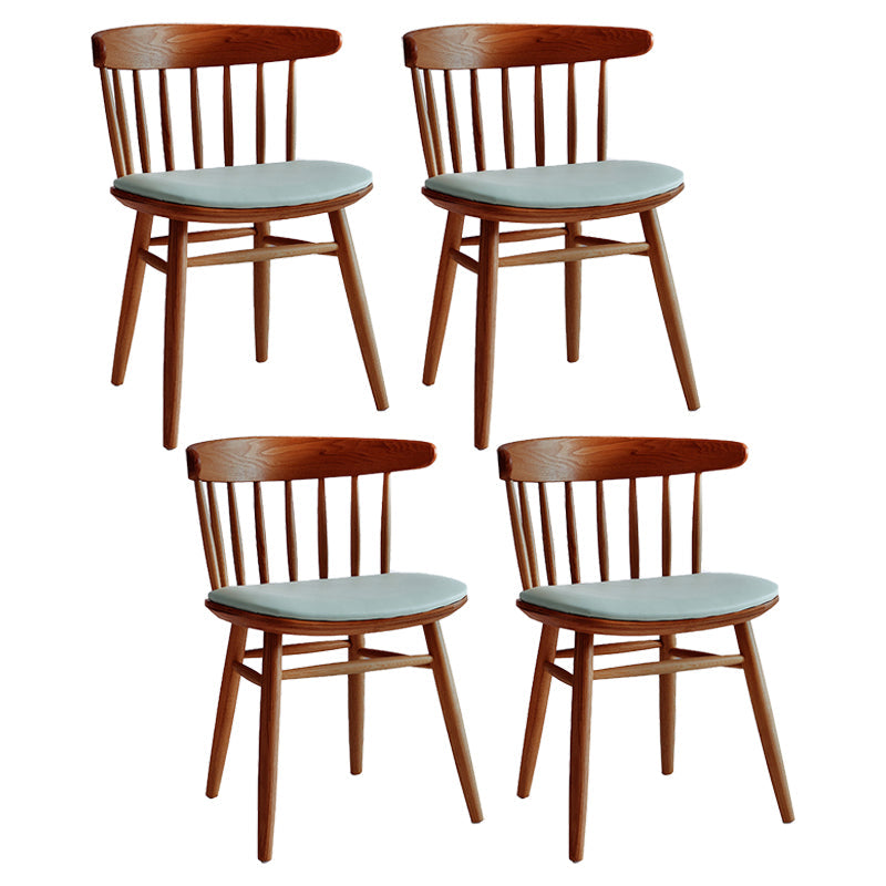 Contemporary Windsor Back Side Chair Solid Wood Dining Armless Chair Red Brown 4 Piece Set Clearhalo ' kitchen&dining_furn' 'Dining Chairs' 'Dining Tables & Seating' 'dining_chair' 'furn' 'furn_dining_chair' 'Furniture' 'furniture_dining_chair' 'Kitchen & Dining Furniture' 'kitchen' 4414341