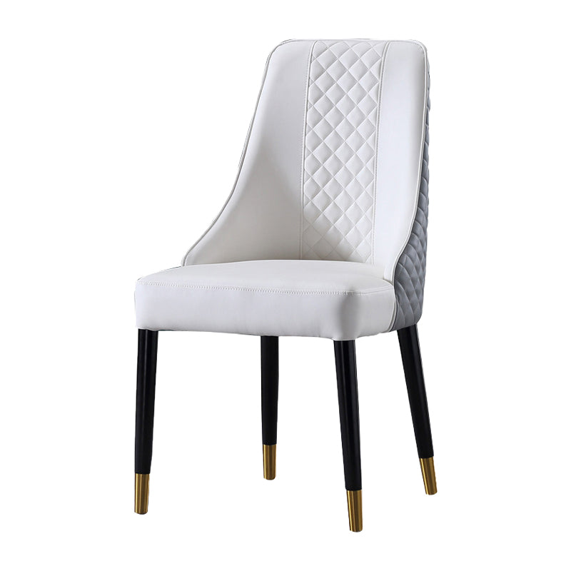 Contemporary Leather Curved Side Chair Matte Finish Parsons Chairs White-Gray 1 Piece Clearhalo ' kitchen&dining_furn' 'Dining Chairs' 'Dining Tables & Seating' 'dining_chair' 'furn' 'furn_dining_chair' 'Furniture' 'furniture_dining_chair' 'Kitchen & Dining Furniture' 'kitchen' 4414359