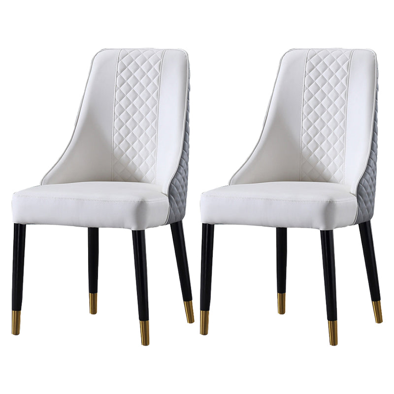 Contemporary Leather Curved Side Chair Matte Finish Parsons Chairs White-Gray 2 Piece Set Clearhalo ' kitchen&dining_furn' 'Dining Chairs' 'Dining Tables & Seating' 'dining_chair' 'furn' 'furn_dining_chair' 'Furniture' 'furniture_dining_chair' 'Kitchen & Dining Furniture' 'kitchen' 4414361