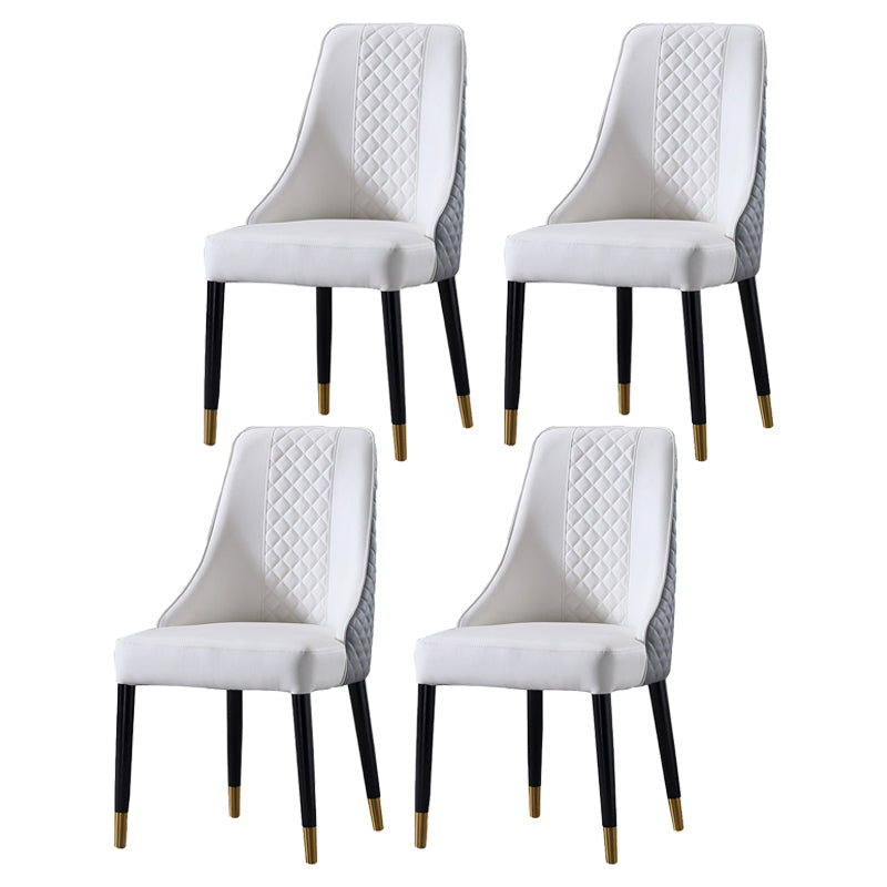Contemporary Leather Curved Side Chair Matte Finish Parsons Chairs White-Gray 4 Piece Set Clearhalo ' kitchen&dining_furn' 'Dining Chairs' 'Dining Tables & Seating' 'dining_chair' 'furn' 'furn_dining_chair' 'Furniture' 'furniture_dining_chair' 'Kitchen & Dining Furniture' 'kitchen' 4414362
