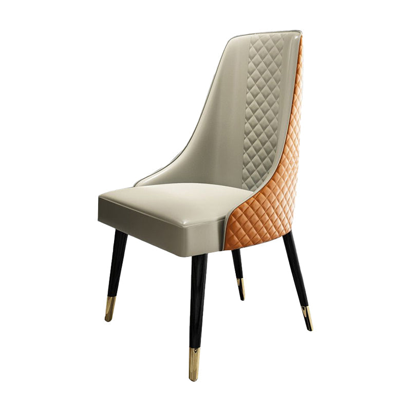 Contemporary Leather Curved Side Chair Matte Finish Parsons Chairs White-Saffron 1 Piece Clearhalo ' kitchen&dining_furn' 'Dining Chairs' 'Dining Tables & Seating' 'dining_chair' 'furn' 'furn_dining_chair' 'Furniture' 'furniture_dining_chair' 'Kitchen & Dining Furniture' 'kitchen' 4414364