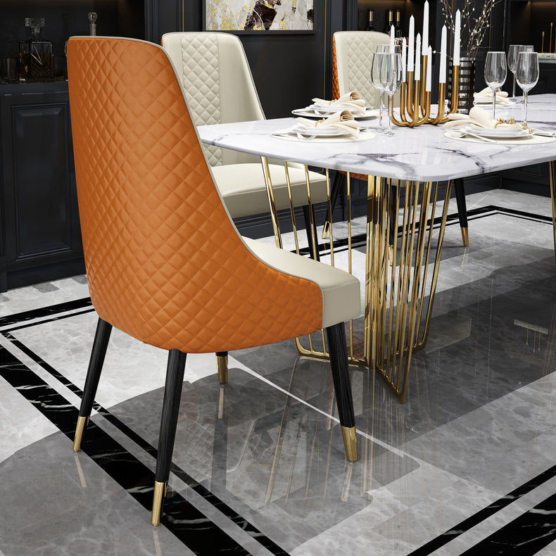 Contemporary Leather Curved Side Chair Matte Finish Parsons Chairs Clearhalo ' kitchen&dining_furn' 'Dining Chairs' 'Dining Tables & Seating' 'dining_chair' 'furn' 'furn_dining_chair' 'Furniture' 'furniture_dining_chair' 'Kitchen & Dining Furniture' 'kitchen' 4414365