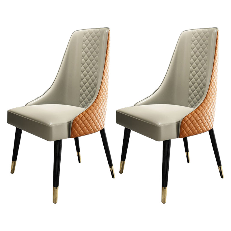 Contemporary Leather Curved Side Chair Matte Finish Parsons Chairs White-Saffron 2 Piece Set Clearhalo ' kitchen&dining_furn' 'Dining Chairs' 'Dining Tables & Seating' 'dining_chair' 'furn' 'furn_dining_chair' 'Furniture' 'furniture_dining_chair' 'Kitchen & Dining Furniture' 'kitchen' 4414366