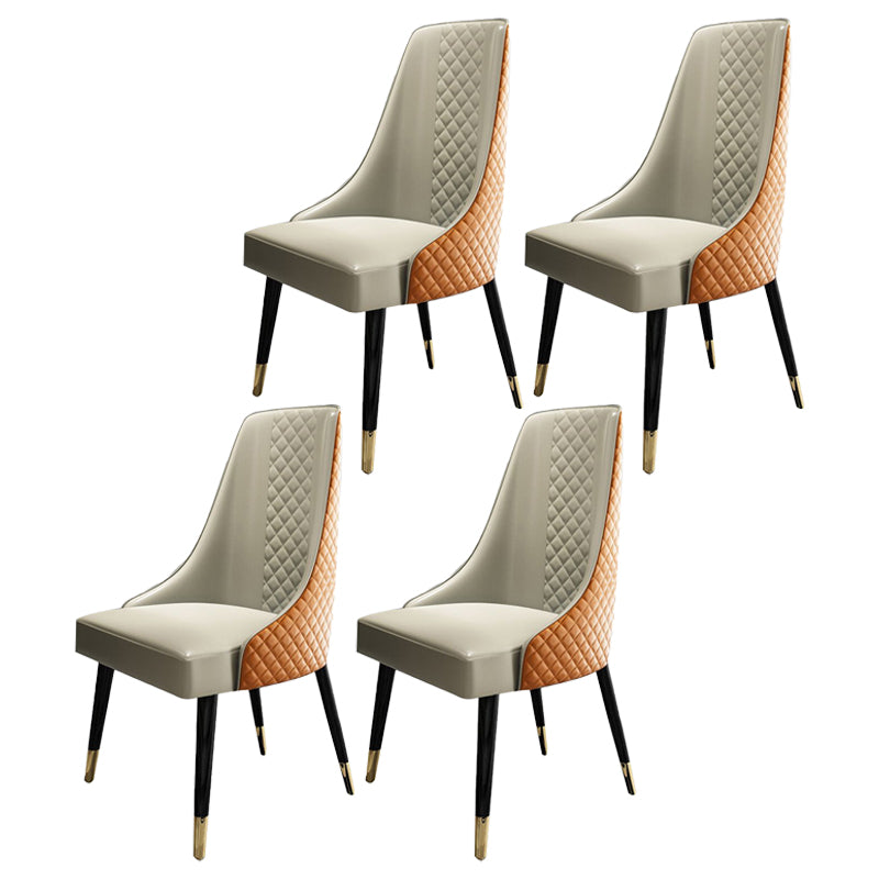 Contemporary Leather Curved Side Chair Matte Finish Parsons Chairs White-Saffron 4 Piece Set Clearhalo ' kitchen&dining_furn' 'Dining Chairs' 'Dining Tables & Seating' 'dining_chair' 'furn' 'furn_dining_chair' 'Furniture' 'furniture_dining_chair' 'Kitchen & Dining Furniture' 'kitchen' 4414369
