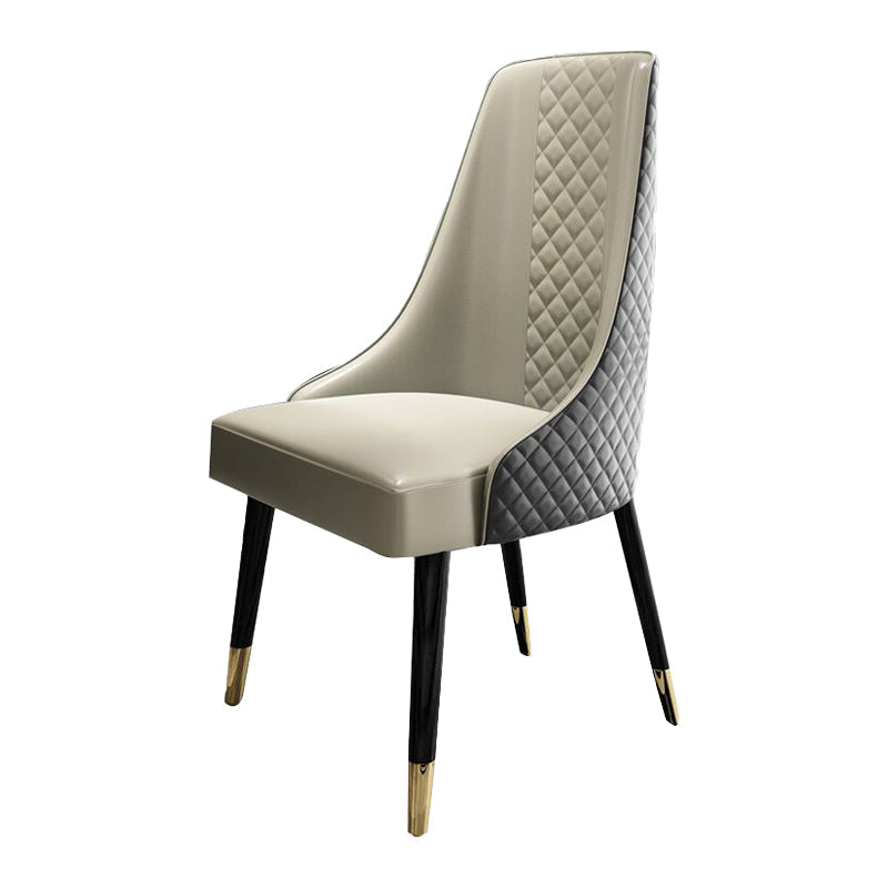 Contemporary Leather Curved Side Chair Matte Finish Parsons Chairs Cream Gray 1 Piece Clearhalo ' kitchen&dining_furn' 'Dining Chairs' 'Dining Tables & Seating' 'dining_chair' 'furn' 'furn_dining_chair' 'Furniture' 'furniture_dining_chair' 'Kitchen & Dining Furniture' 'kitchen' 4414371