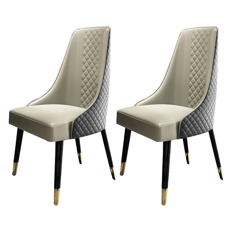 Contemporary Leather Curved Side Chair Matte Finish Parsons Chairs Cream Gray 2 Piece Set Clearhalo ' kitchen&dining_furn' 'Dining Chairs' 'Dining Tables & Seating' 'dining_chair' 'furn' 'furn_dining_chair' 'Furniture' 'furniture_dining_chair' 'Kitchen & Dining Furniture' 'kitchen' 4414372