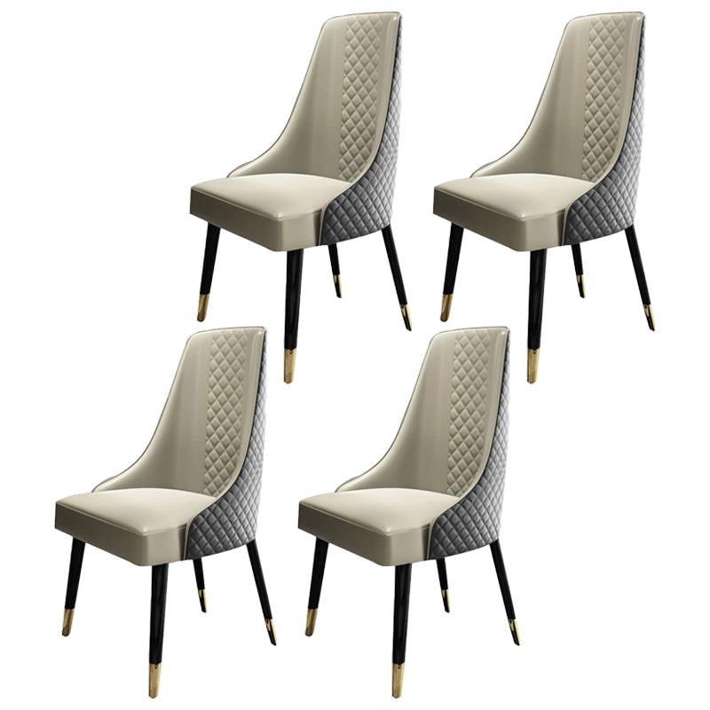 Contemporary Leather Curved Side Chair Matte Finish Parsons Chairs Cream Gray 4 Piece Set Clearhalo ' kitchen&dining_furn' 'Dining Chairs' 'Dining Tables & Seating' 'dining_chair' 'furn' 'furn_dining_chair' 'Furniture' 'furniture_dining_chair' 'Kitchen & Dining Furniture' 'kitchen' 4414374