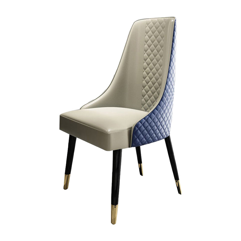 Contemporary Leather Curved Side Chair Matte Finish Parsons Chairs Beige-Blue 1 Piece Clearhalo ' kitchen&dining_furn' 'Dining Chairs' 'Dining Tables & Seating' 'dining_chair' 'furn' 'furn_dining_chair' 'Furniture' 'furniture_dining_chair' 'Kitchen & Dining Furniture' 'kitchen' 4414376