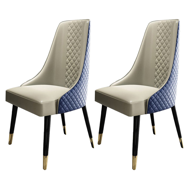 Contemporary Leather Curved Side Chair Matte Finish Parsons Chairs Beige-Blue 2 Piece Set Clearhalo ' kitchen&dining_furn' 'Dining Chairs' 'Dining Tables & Seating' 'dining_chair' 'furn' 'furn_dining_chair' 'Furniture' 'furniture_dining_chair' 'Kitchen & Dining Furniture' 'kitchen' 4414377