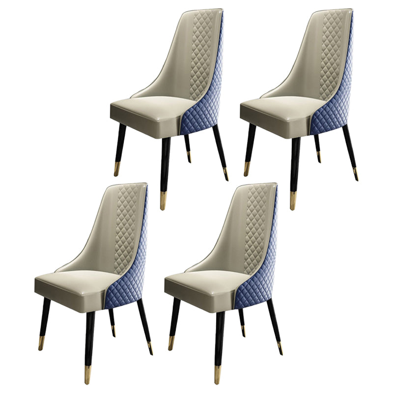 Contemporary Leather Curved Side Chair Matte Finish Parsons Chairs Beige-Blue 4 Piece Set Clearhalo ' kitchen&dining_furn' 'Dining Chairs' 'Dining Tables & Seating' 'dining_chair' 'furn' 'furn_dining_chair' 'Furniture' 'furniture_dining_chair' 'Kitchen & Dining Furniture' 'kitchen' 4414378