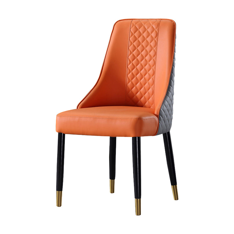 Contemporary Leather Curved Side Chair Matte Finish Parsons Chairs Orange-Gray 1 Piece Clearhalo ' kitchen&dining_furn' 'Dining Chairs' 'Dining Tables & Seating' 'dining_chair' 'furn' 'furn_dining_chair' 'Furniture' 'furniture_dining_chair' 'Kitchen & Dining Furniture' 'kitchen' 4414379