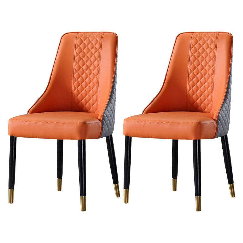 Contemporary Leather Curved Side Chair Matte Finish Parsons Chairs Orange-Gray 2 Piece Set Clearhalo ' kitchen&dining_furn' 'Dining Chairs' 'Dining Tables & Seating' 'dining_chair' 'furn' 'furn_dining_chair' 'Furniture' 'furniture_dining_chair' 'Kitchen & Dining Furniture' 'kitchen' 4414380
