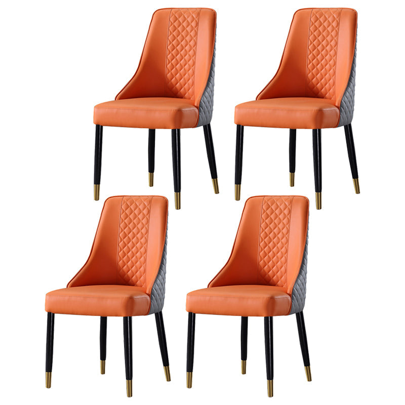 Contemporary Leather Curved Side Chair Matte Finish Parsons Chairs Orange-Gray 4 Piece Set Clearhalo ' kitchen&dining_furn' 'Dining Chairs' 'Dining Tables & Seating' 'dining_chair' 'furn' 'furn_dining_chair' 'Furniture' 'furniture_dining_chair' 'Kitchen & Dining Furniture' 'kitchen' 4414381