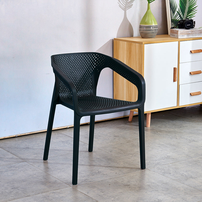 Modern Plastic Kitchen Dining Armchair Solid Back Dining Chair for Home Use Black 1 Piece Clearhalo ' kitchen&dining_furn' 'Dining Chairs' 'Dining Tables & Seating' 'dining_chair' 'furn' 'furn_dining_chair' 'Furniture' 'furniture_dining_chair' 'Kitchen & Dining Furniture' 'kitchen' 4414384