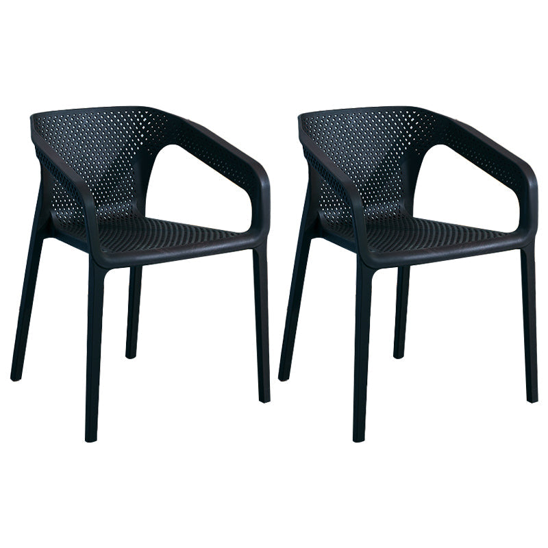 Modern Plastic Kitchen Dining Armchair Solid Back Dining Chair for Home Use Black 2 Piece Set Clearhalo ' kitchen&dining_furn' 'Dining Chairs' 'Dining Tables & Seating' 'dining_chair' 'furn' 'furn_dining_chair' 'Furniture' 'furniture_dining_chair' 'Kitchen & Dining Furniture' 'kitchen' 4414386
