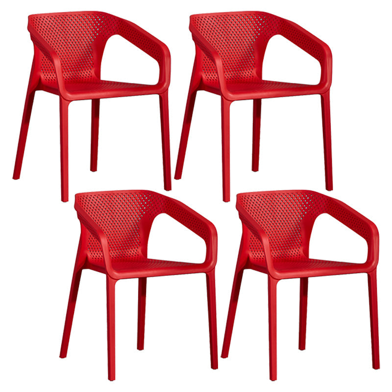 Modern Plastic Kitchen Dining Armchair Solid Back Dining Chair for Home Use Red 4 Piece Set Clearhalo ' kitchen&dining_furn' 'Dining Chairs' 'Dining Tables & Seating' 'dining_chair' 'furn' 'furn_dining_chair' 'Furniture' 'furniture_dining_chair' 'Kitchen & Dining Furniture' 'kitchen' 4414401