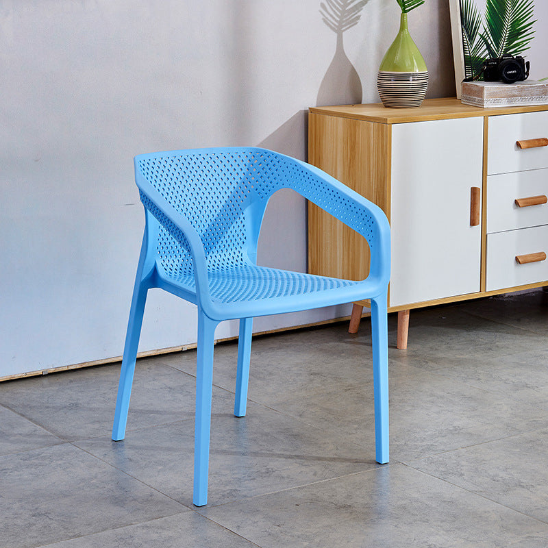 Modern Plastic Kitchen Dining Armchair Solid Back Dining Chair for Home Use Sky Blue 1 Piece Clearhalo ' kitchen&dining_furn' 'Dining Chairs' 'Dining Tables & Seating' 'dining_chair' 'furn' 'furn_dining_chair' 'Furniture' 'furniture_dining_chair' 'Kitchen & Dining Furniture' 'kitchen' 4414405