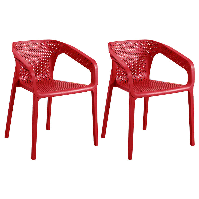 Modern Plastic Kitchen Dining Armchair Solid Back Dining Chair for Home Use Burgundy 2 Piece Set Clearhalo ' kitchen&dining_furn' 'Dining Chairs' 'Dining Tables & Seating' 'dining_chair' 'furn' 'furn_dining_chair' 'Furniture' 'furniture_dining_chair' 'Kitchen & Dining Furniture' 'kitchen' 4414412