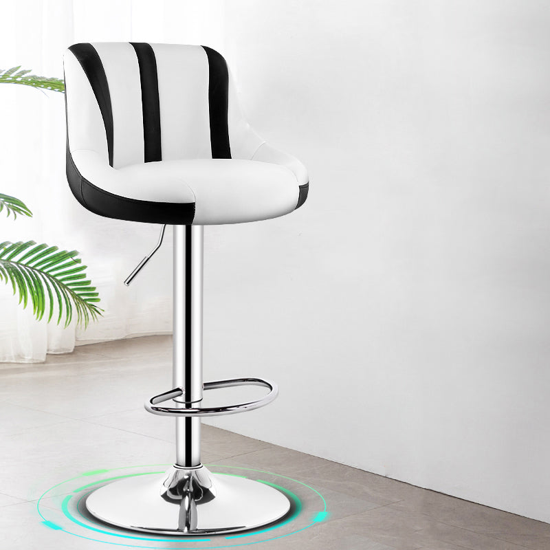 Indoor Modern Leather Bat Stool Bucket Adjustable Backrest Counter Height Stool White-Black 1 Piece Clearhalo 'Bar Furniture' 'Bar Stools' 'bar_stools' 'furn' 'furn_bar_stools' 'furniture_bar_stools' 'Kitchen & Dining Furniture' 'kitchen&dining_furn' 'kitchen' 'kitchen_furn' Furniture' 4415793
