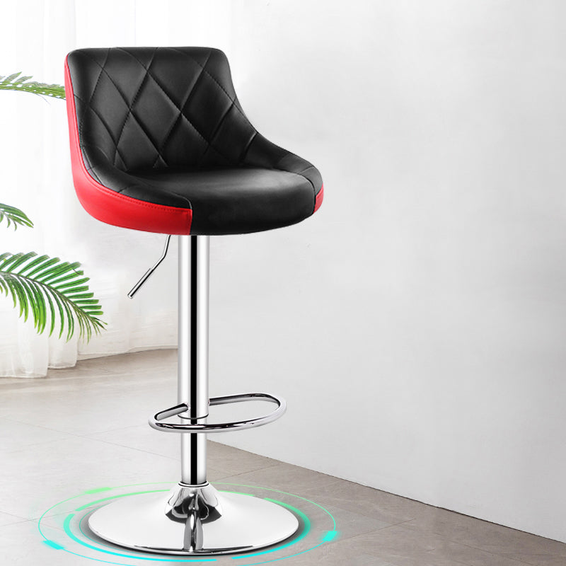Indoor Modern Leather Bat Stool Bucket Adjustable Backrest Counter Height Stool Black-Red 1 Piece Clearhalo 'Bar Furniture' 'Bar Stools' 'bar_stools' 'furn' 'furn_bar_stools' 'furniture_bar_stools' 'Kitchen & Dining Furniture' 'kitchen&dining_furn' 'kitchen' 'kitchen_furn' Furniture' 4415799