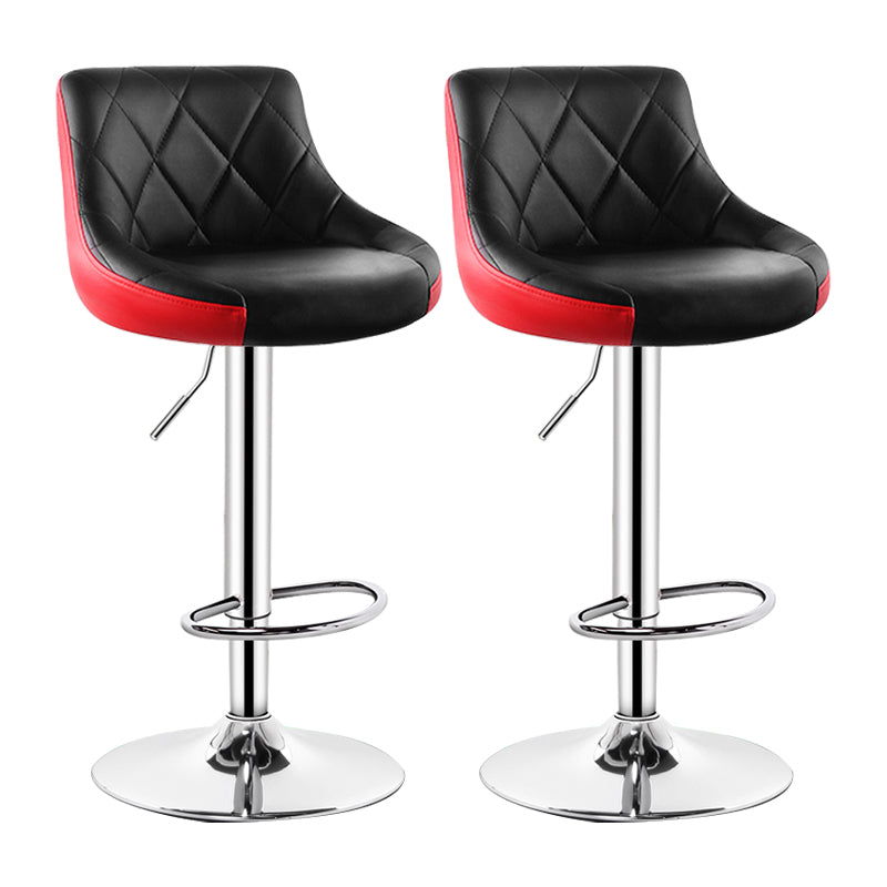 Indoor Modern Leather Bat Stool Bucket Adjustable Backrest Counter Height Stool Black-Red 2 Piece Set Clearhalo 'Bar Furniture' 'Bar Stools' 'bar_stools' 'furn' 'furn_bar_stools' 'furniture_bar_stools' 'Kitchen & Dining Furniture' 'kitchen&dining_furn' 'kitchen' 'kitchen_furn' Furniture' 4415802