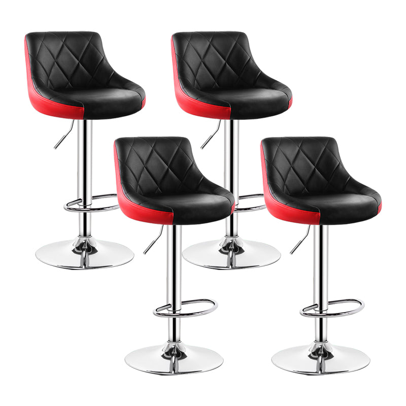 Indoor Modern Leather Bat Stool Bucket Adjustable Backrest Counter Height Stool Black-Red 4 Piece Set Clearhalo 'Bar Furniture' 'Bar Stools' 'bar_stools' 'furn' 'furn_bar_stools' 'furniture_bar_stools' 'Kitchen & Dining Furniture' 'kitchen&dining_furn' 'kitchen' 'kitchen_furn' Furniture' 4415803