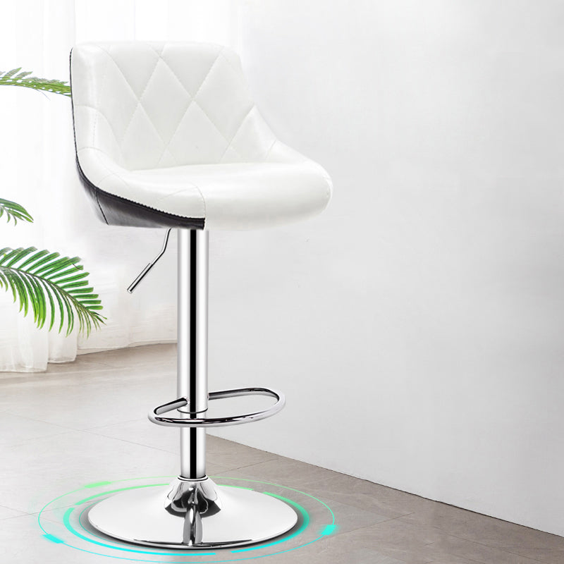 Indoor Modern Leather Bat Stool Bucket Adjustable Backrest Counter Height Stool Black Outer & White Inner 1 Piece Clearhalo 'Bar Furniture' 'Bar Stools' 'bar_stools' 'furn' 'furn_bar_stools' 'furniture_bar_stools' 'Kitchen & Dining Furniture' 'kitchen&dining_furn' 'kitchen' 'kitchen_furn' Furniture' 4415810