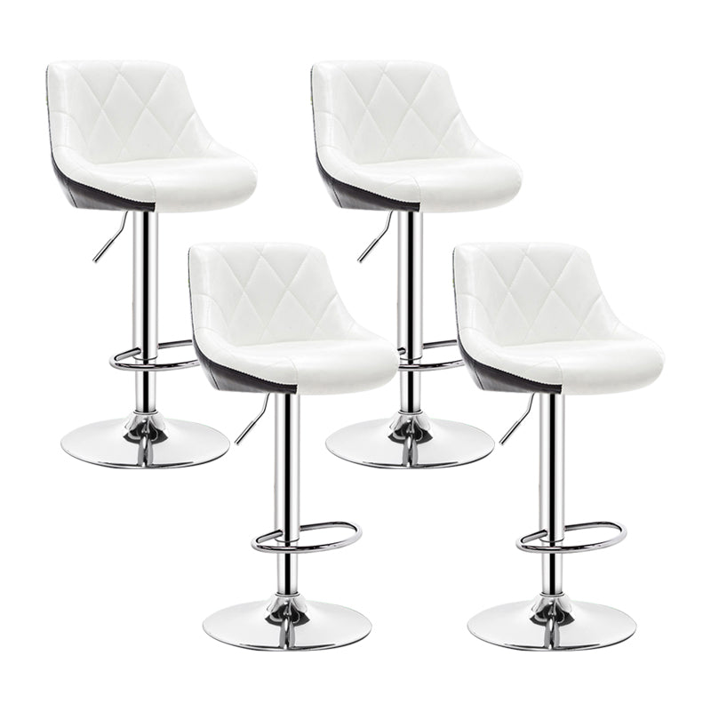 Indoor Modern Leather Bat Stool Bucket Adjustable Backrest Counter Height Stool Black Outer & White Inner 4 Piece Set Clearhalo 'Bar Furniture' 'Bar Stools' 'bar_stools' 'furn' 'furn_bar_stools' 'furniture_bar_stools' 'Kitchen & Dining Furniture' 'kitchen&dining_furn' 'kitchen' 'kitchen_furn' Furniture' 4415812
