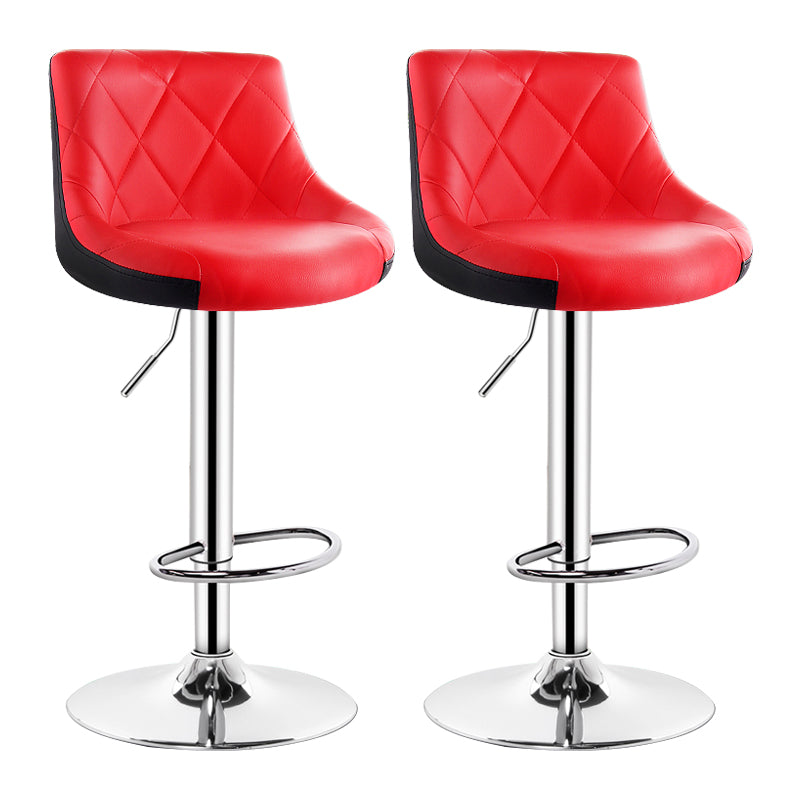 Indoor Modern Leather Bat Stool Bucket Adjustable Backrest Counter Height Stool Red-Black 2 Piece Set Clearhalo 'Bar Furniture' 'Bar Stools' 'bar_stools' 'furn' 'furn_bar_stools' 'furniture_bar_stools' 'Kitchen & Dining Furniture' 'kitchen&dining_furn' 'kitchen' 'kitchen_furn' Furniture' 4415814