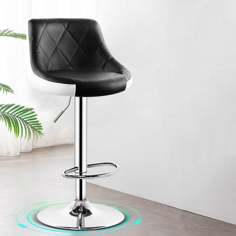 Indoor Modern Leather Bat Stool Bucket Adjustable Backrest Counter Height Stool Black White 1 Piece Clearhalo 'Bar Furniture' 'Bar Stools' 'bar_stools' 'furn' 'furn_bar_stools' 'furniture_bar_stools' 'Kitchen & Dining Furniture' 'kitchen&dining_furn' 'kitchen' 'kitchen_furn' Furniture' 4415822