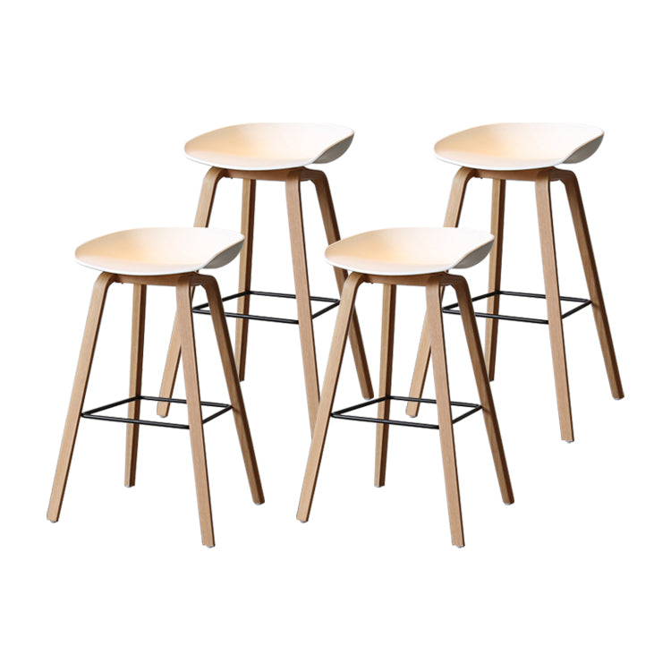 Contemporary Solid Wood Barstool Indoor Bar Stool with Low Back for Kitchen White 4 Piece Set Bar Stool(30"H) Clearhalo 'Bar Furniture' 'Bar Stools' 'bar_stools' 'furn' 'furn_bar_stools' 'furniture_bar_stools' 'Kitchen & Dining Furniture' 'kitchen&dining_furn' 'kitchen' 'kitchen_furn' Furniture' 4415837