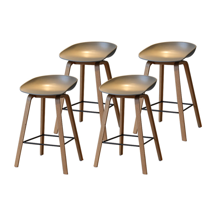 Contemporary Solid Wood Barstool Indoor Bar Stool with Low Back for Kitchen Grey 4 Piece Set Counter Stool(26"H) Clearhalo 'Bar Furniture' 'Bar Stools' 'bar_stools' 'furn' 'furn_bar_stools' 'furniture_bar_stools' 'Kitchen & Dining Furniture' 'kitchen&dining_furn' 'kitchen' 'kitchen_furn' Furniture' 4415843