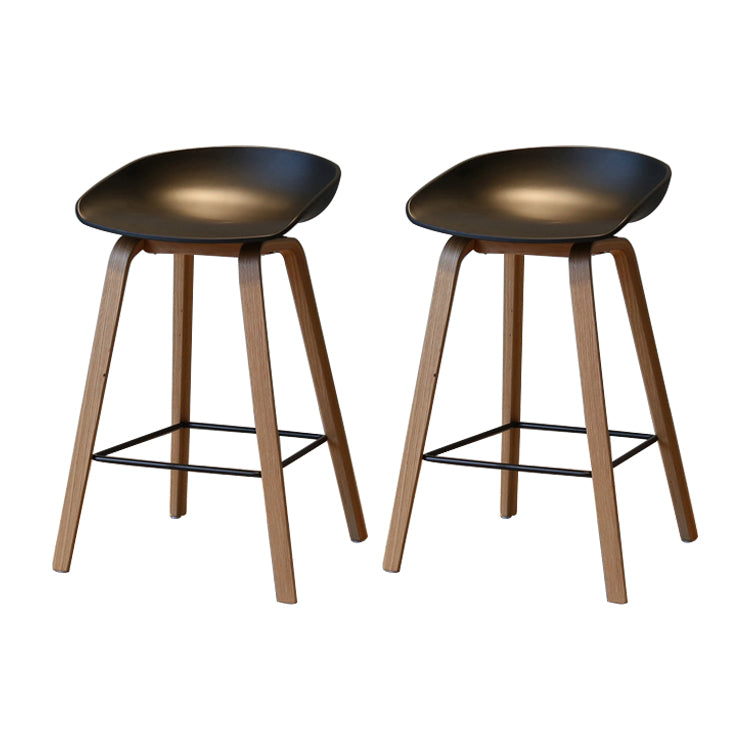 Contemporary Solid Wood Barstool Indoor Bar Stool with Low Back for Kitchen Gloss Black 2 Piece Set Counter Stool(26"H) Clearhalo 'Bar Furniture' 'Bar Stools' 'bar_stools' 'furn' 'furn_bar_stools' 'furniture_bar_stools' 'Kitchen & Dining Furniture' 'kitchen&dining_furn' 'kitchen' 'kitchen_furn' Furniture' 4415846