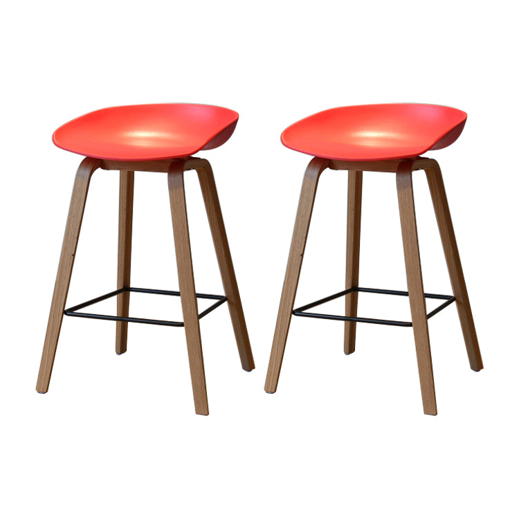 Contemporary Solid Wood Barstool Indoor Bar Stool with Low Back for Kitchen Red 2 Piece Set Counter Stool(26"H) Clearhalo 'Bar Furniture' 'Bar Stools' 'bar_stools' 'furn' 'furn_bar_stools' 'furniture_bar_stools' 'Kitchen & Dining Furniture' 'kitchen&dining_furn' 'kitchen' 'kitchen_furn' Furniture' 4415861