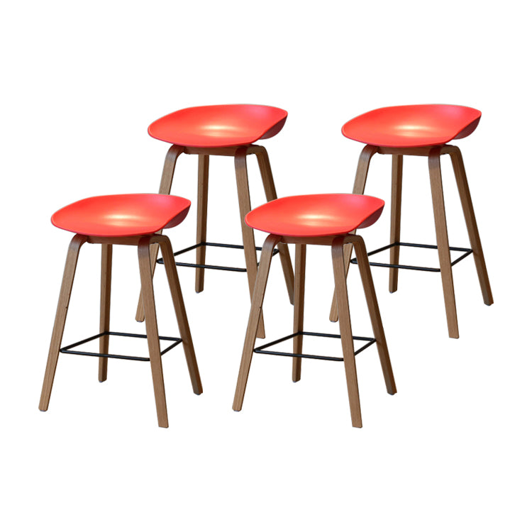 Contemporary Solid Wood Barstool Indoor Bar Stool with Low Back for Kitchen Red 4 Piece Set Counter Stool(26"H) Clearhalo 'Bar Furniture' 'Bar Stools' 'bar_stools' 'furn' 'furn_bar_stools' 'furniture_bar_stools' 'Kitchen & Dining Furniture' 'kitchen&dining_furn' 'kitchen' 'kitchen_furn' Furniture' 4415862