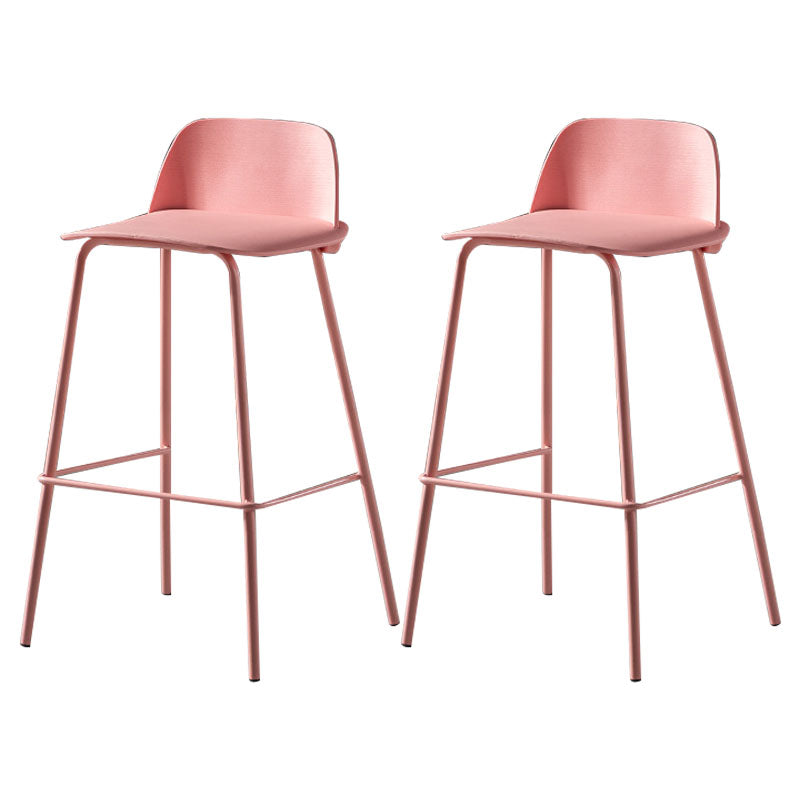 Modern Plastic Seats Macron Barstool Metal 4 Legs Bar Stool for Indoor, Set of 2 Pink 2 Piece Set Counter Stool(26"H) Clearhalo 'Bar Furniture' 'Bar Stools' 'bar_stools' 'furn' 'furn_bar_stools' 'furniture_bar_stools' 'Kitchen & Dining Furniture' 'kitchen&dining_furn' 'kitchen' 'kitchen_furn' Furniture' 4415866