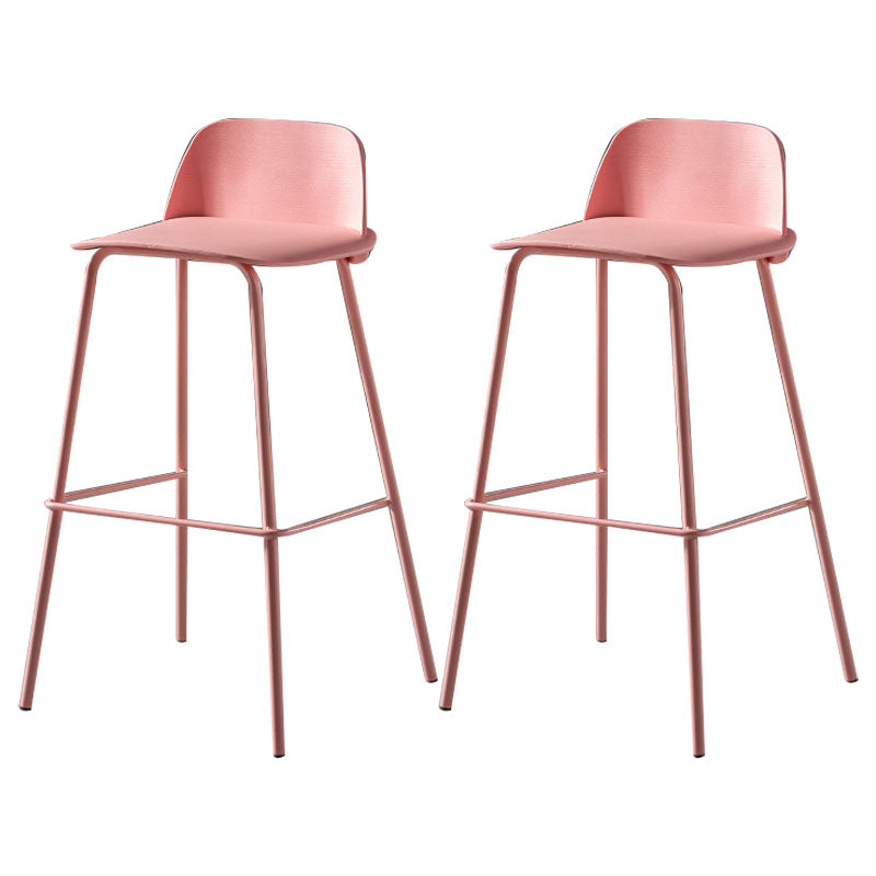 Modern Plastic Seats Macron Barstool Metal 4 Legs Bar Stool for Indoor, Set of 2 Pink 2 Piece Set Bar Stool(30"H) Clearhalo 'Bar Furniture' 'Bar Stools' 'bar_stools' 'furn' 'furn_bar_stools' 'furniture_bar_stools' 'Kitchen & Dining Furniture' 'kitchen&dining_furn' 'kitchen' 'kitchen_furn' Furniture' 4415880