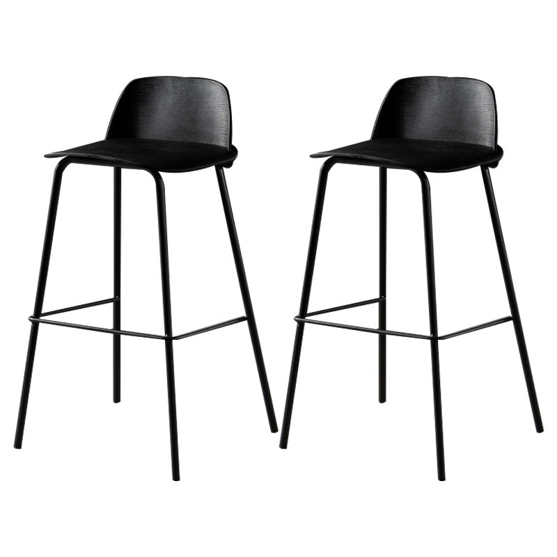Modern Plastic Seats Macron Barstool Metal 4 Legs Bar Stool for Indoor, Set of 2 Black 2 Piece Set Bar Stool(30"H) Clearhalo 'Bar Furniture' 'Bar Stools' 'bar_stools' 'furn' 'furn_bar_stools' 'furniture_bar_stools' 'Kitchen & Dining Furniture' 'kitchen&dining_furn' 'kitchen' 'kitchen_furn' Furniture' 4415881