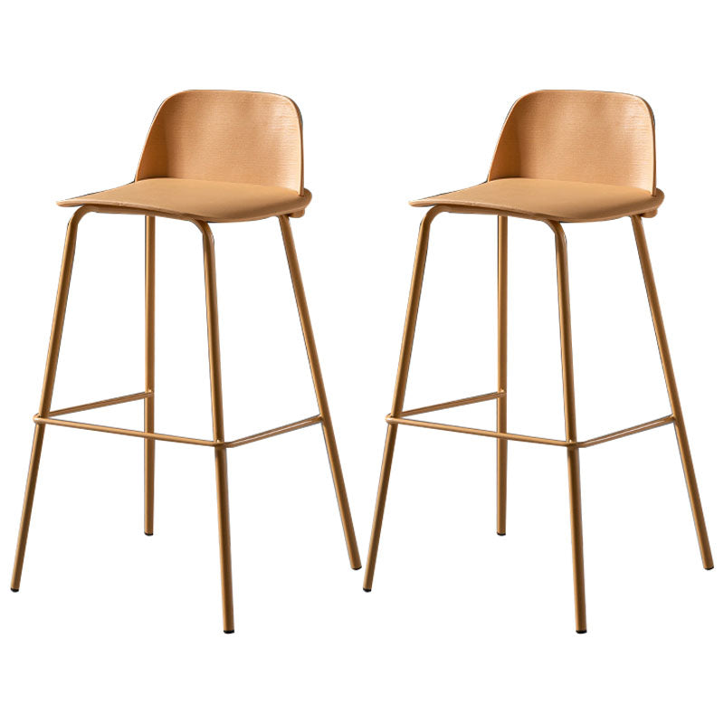Modern Plastic Seats Macron Barstool Metal 4 Legs Bar Stool for Indoor, Set of 2 Yellow 2 Piece Set Bar Stool(30"H) Clearhalo 'Bar Furniture' 'Bar Stools' 'bar_stools' 'furn' 'furn_bar_stools' 'furniture_bar_stools' 'Kitchen & Dining Furniture' 'kitchen&dining_furn' 'kitchen' 'kitchen_furn' Furniture' 4415887