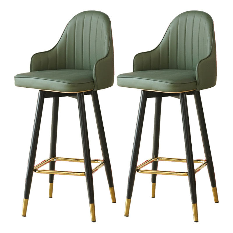 Nordic Style Barstool with PU Leather Seats Counter Stools, Set of 2 Green 2 Piece Set Clearhalo 'Bar Furniture' 'Bar Stools' 'bar_stools' 'furn' 'furn_bar_stools' 'furniture_bar_stools' 'Kitchen & Dining Furniture' 'kitchen&dining_furn' 'kitchen' 'kitchen_furn' Furniture' 4415898