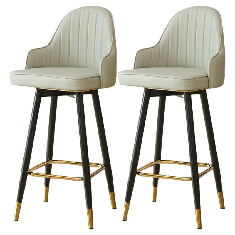 Nordic Style Barstool with PU Leather Seats Counter Stools, Set of 2 Grey 2 Piece Set Clearhalo 'Bar Furniture' 'Bar Stools' 'bar_stools' 'furn' 'furn_bar_stools' 'furniture_bar_stools' 'Kitchen & Dining Furniture' 'kitchen&dining_furn' 'kitchen' 'kitchen_furn' Furniture' 4415900