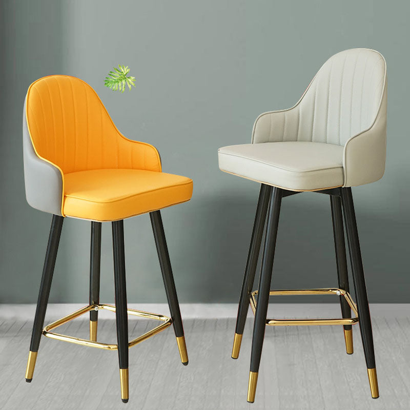 Nordic Style Barstool with PU Leather Seats Counter Stools, Set of 2 Clearhalo 'Bar Furniture' 'Bar Stools' 'bar_stools' 'furn' 'furn_bar_stools' 'furniture_bar_stools' 'Kitchen & Dining Furniture' 'kitchen&dining_furn' 'kitchen' 'kitchen_furn' Furniture' 4415911