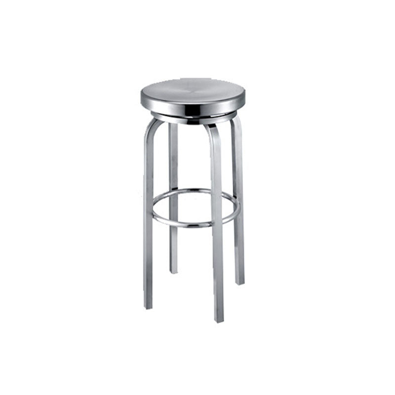 Industrial Style Armless Barstool Stainless Steel Counter Stools for Coffee Shop, 1 Piece Swivel Counter Stool(26"H) Clearhalo 'Bar Furniture' 'Bar Stools' 'bar_stools' 'furn' 'furn_bar_stools' 'furniture_bar_stools' 'Kitchen & Dining Furniture' 'kitchen&dining_furn' 'kitchen' 'kitchen_furn' Furniture' 4415918
