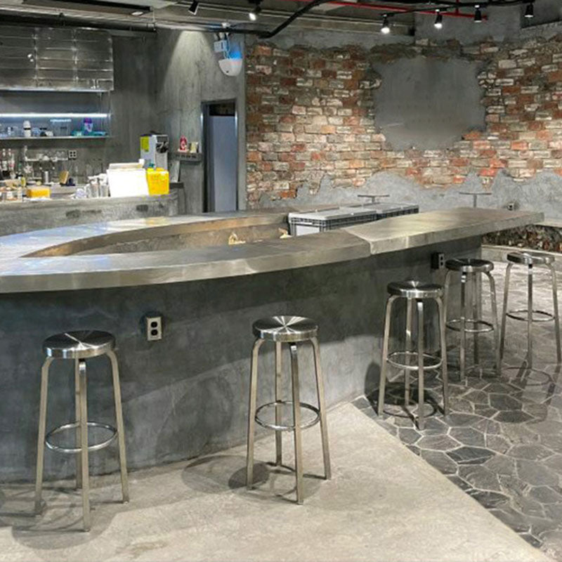 Industrial Style Armless Barstool Stainless Steel Counter Stools for Coffee Shop, 1 Piece Clearhalo 'Bar Furniture' 'Bar Stools' 'bar_stools' 'furn' 'furn_bar_stools' 'furniture_bar_stools' 'Kitchen & Dining Furniture' 'kitchen&dining_furn' 'kitchen' 'kitchen_furn' Furniture' 4415925