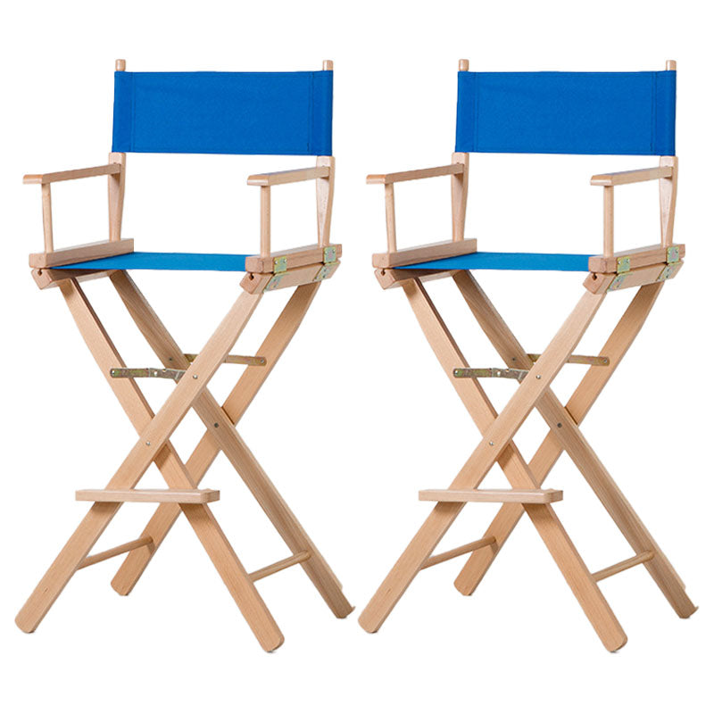 Industrial Wood 30-inch Barstools Cloth Seats Folding Counter Stool with 4 Legs Blue Natural 2 Piece Set Clearhalo 'Bar Furniture' 'Bar Stools' 'bar_stools' 'furn' 'furn_bar_stools' 'furniture_bar_stools' 'Kitchen & Dining Furniture' 'kitchen&dining_furn' 'kitchen' 'kitchen_furn' Furniture' 4415947