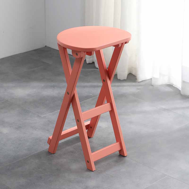 Nordic Style Armless Wood 25-inch Barstools Folding Counter Stools, 1 Piece Pink Clearhalo 'Bar Furniture' 'Bar Stools' 'bar_stools' 'furn' 'furn_bar_stools' 'furniture_bar_stools' 'Kitchen & Dining Furniture' 'kitchen&dining_furn' 'kitchen' 'kitchen_furn' Furniture' 4415959