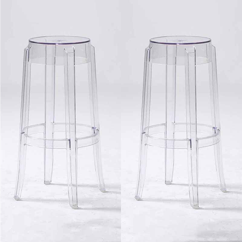 Nordic Simple Stackable Counter Stools 30-inch Height Armless Indoor Bar Stool,set of 2 Clear 2 Piece Set Clearhalo 'Bar Furniture' 'Bar Stools' 'bar_stools' 'furn' 'furn_bar_stools' 'furniture_bar_stools' 'Kitchen & Dining Furniture' 'kitchen&dining_furn' 'kitchen' 'kitchen_furn' Furniture' 4415983